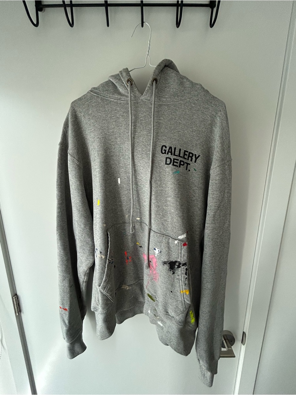 Gallery Dept Gray Hoodie with Multicolor Paint Splatter